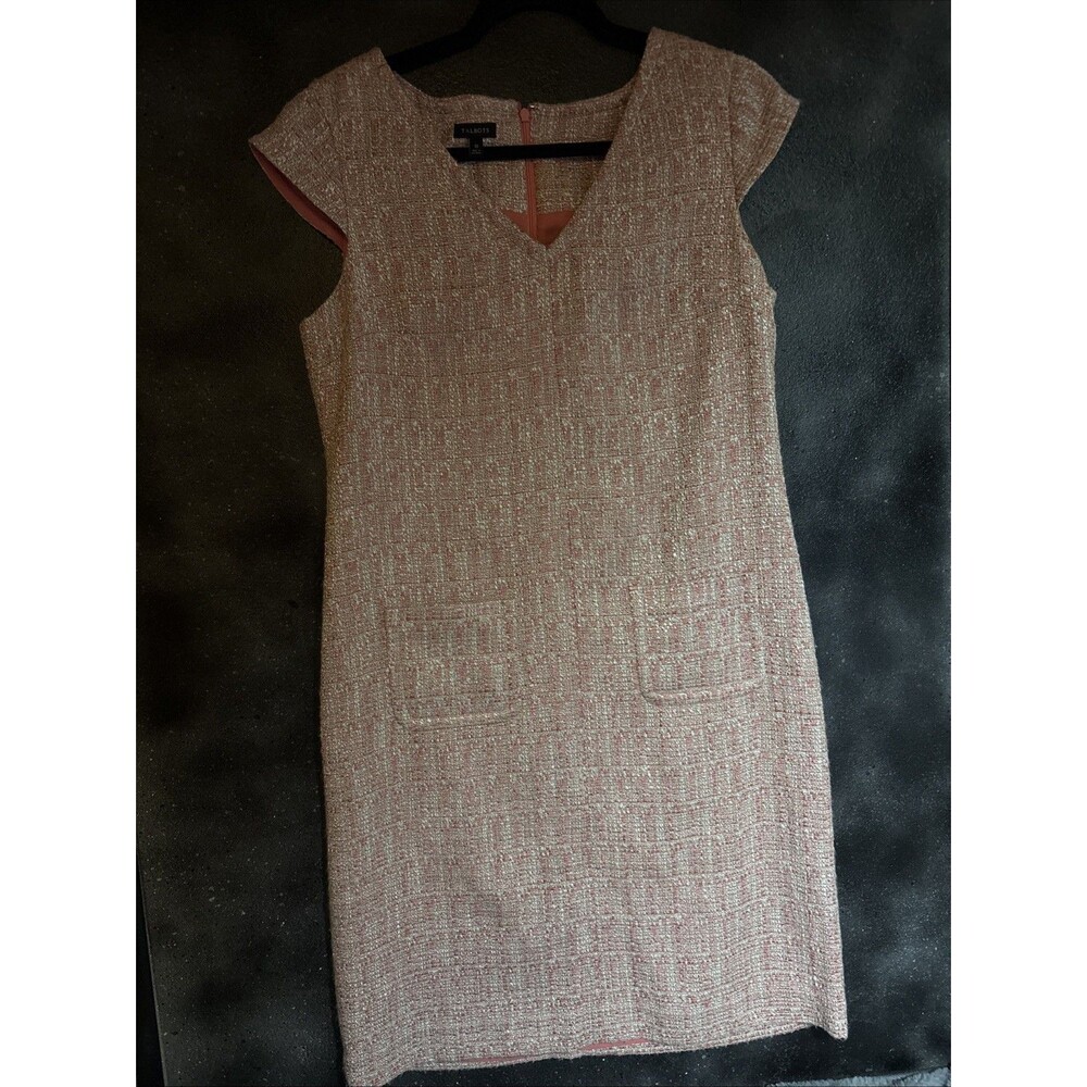 Talbots Dress Sz 10 Pink Tweed Sheath Work Office Career Preppy School Summer